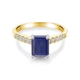 thumbnail image 2 of Gem Stone King 2.20 Ct Blue Lapis E-F Lab Grown Diamond 10K Yellow and White Gold Ring (Size 9), 2 of 4