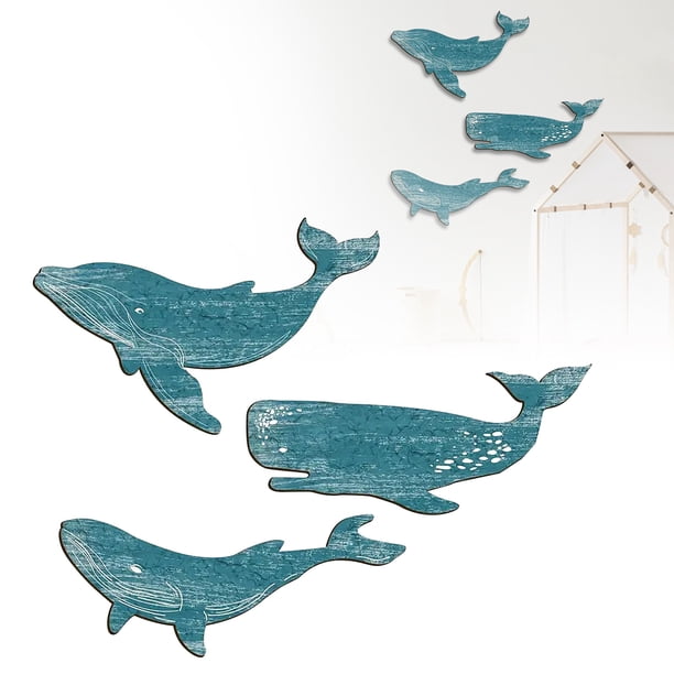 Arte mural con criaturas marinas. Tiburón ballena de madera. Pieza única para el salón o el dormitorio.