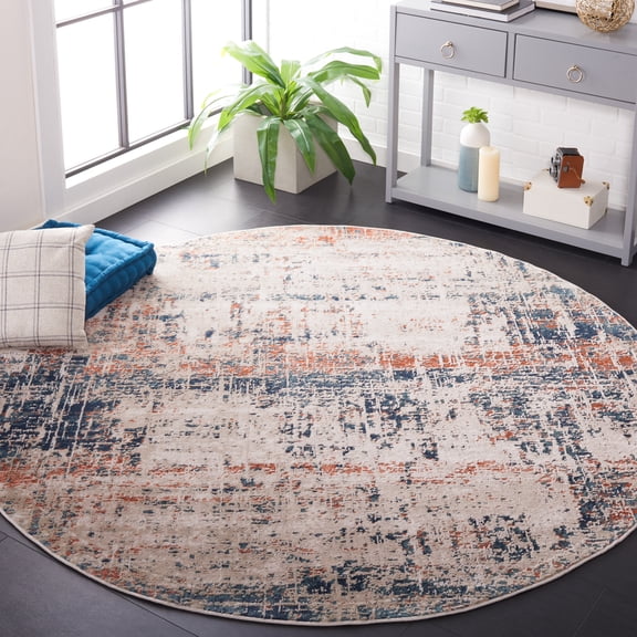 Safavieh Madison Emmet Abstract Area Rug, Blue/Gray, 6'7" x 6'7" Round