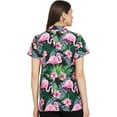 thumbnail image 2 of Stylore Womens Hawaiian Shirt Short Sleeve Blouse Flamingo Black Pink XS, 2 of 7