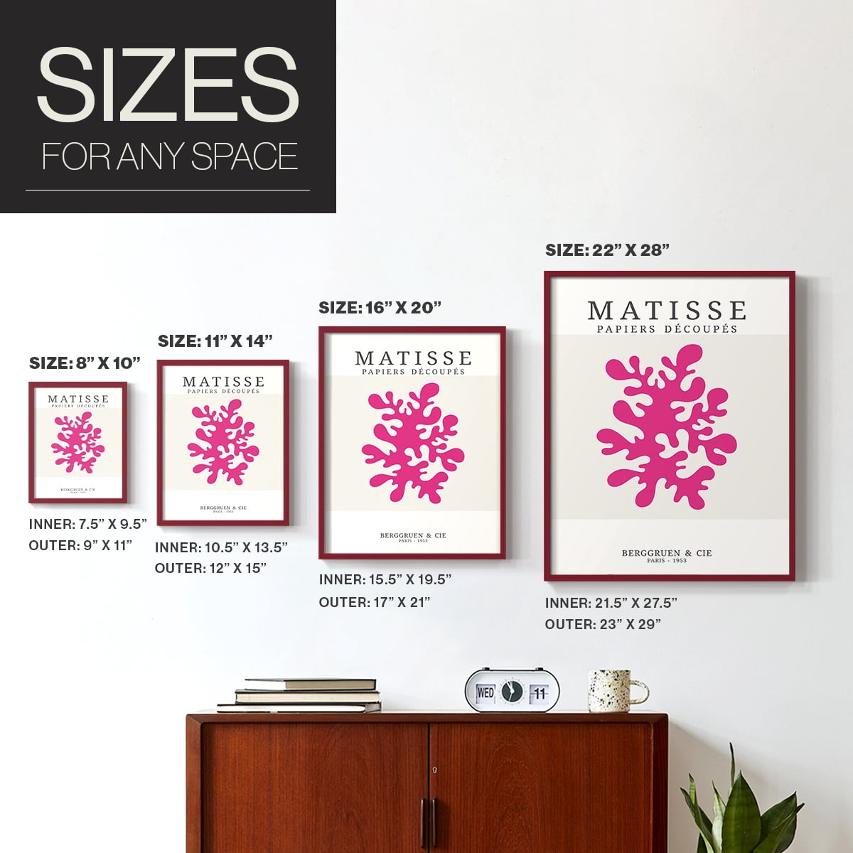 Matisse CDXXIX in Red Solid Wood Framed Print No Nail Hanging