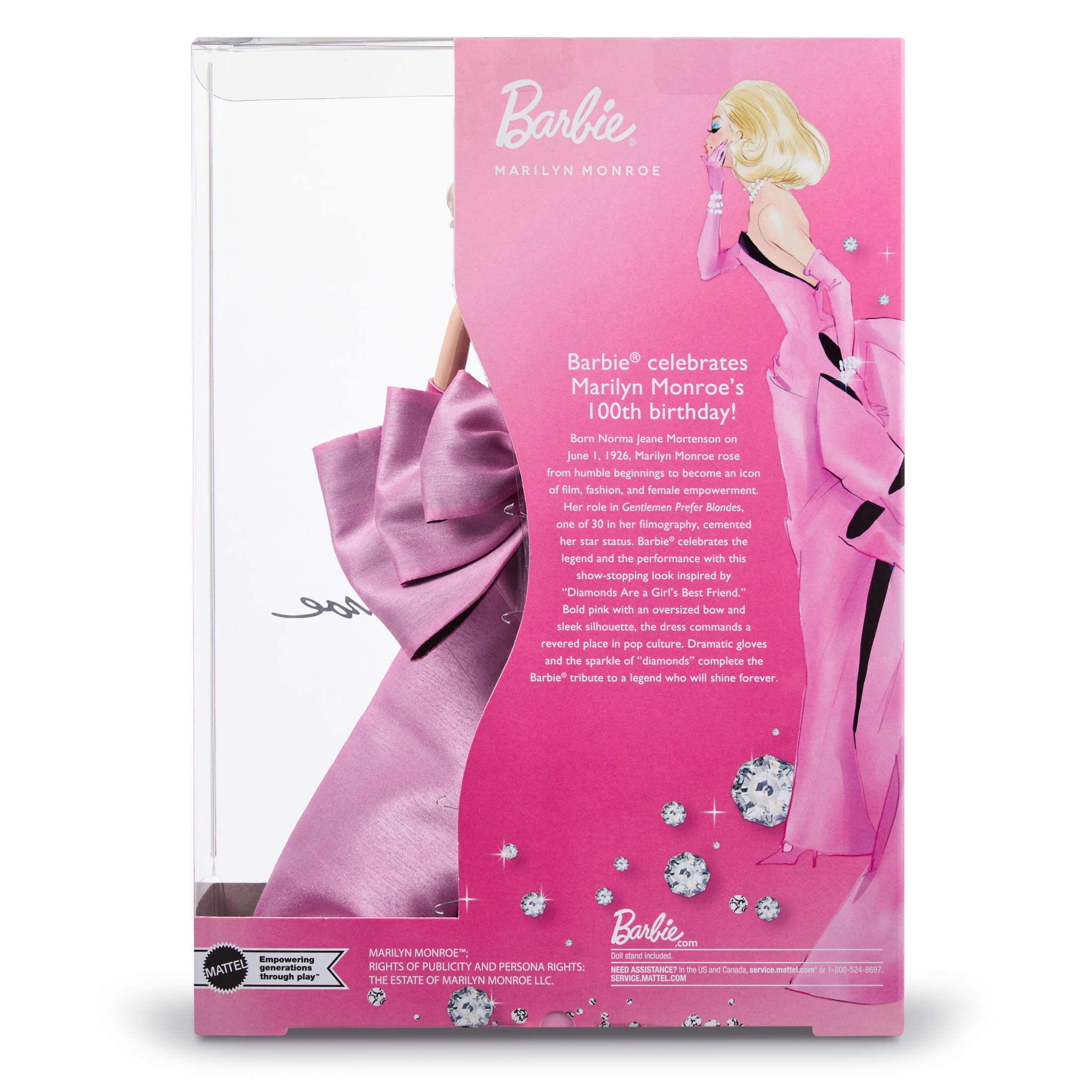 Marilyn Monroe Barbie Signature Collectible Doll, Wearing Iconic Pink Dress from the Film & “Diamonds” Jewelry