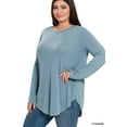 thumbnail image 2 of Zenana Plus Size Relaxed Fit Long Sleeve Round Neck & Hem Jersey Tee Shirt Top, 2 of 3