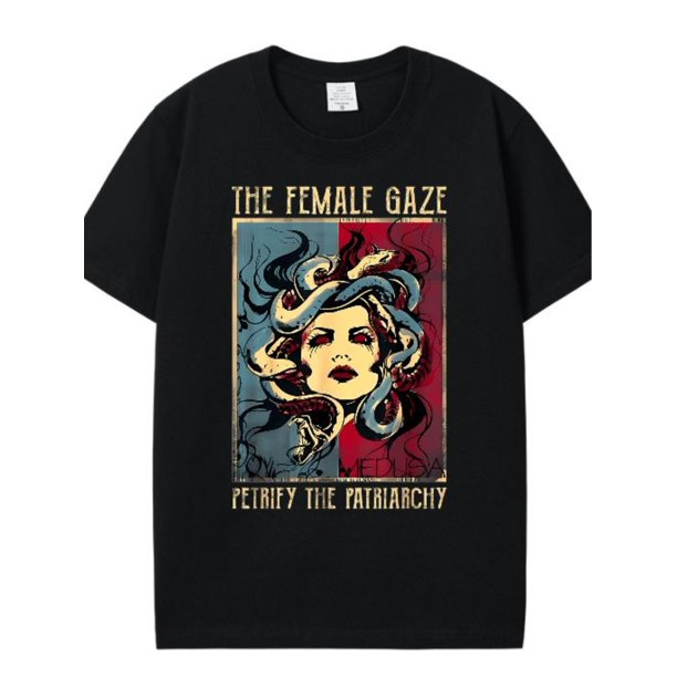 Camiseta Medusa Patriarcal Petrificada de Mirada Femenina, suave y transpirable, 100 % algodón, 180 g, lavable a máquina, regalo para mamás, papás y amigos, tallas S-XXXL, color negro.