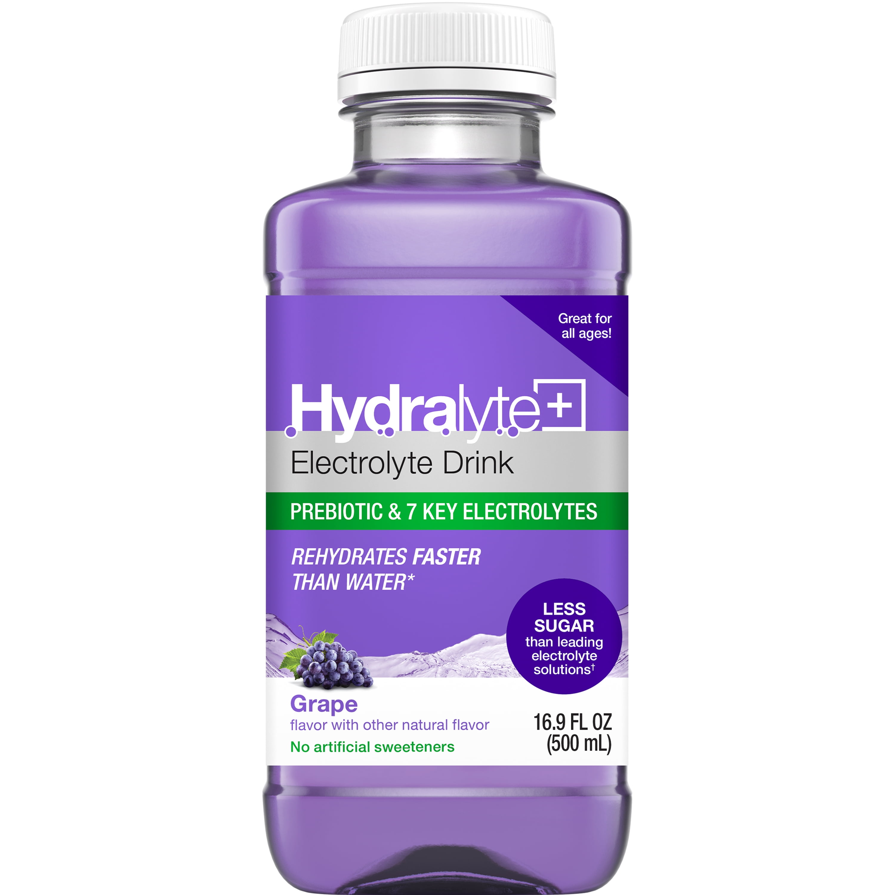 4 Pack Hydralyte Plus Prebiotic Electrolyte Hydration Solution Grape 16 9oz Walmart Com