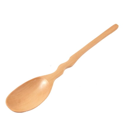 Home Kitchen Wooden Wavy Handle Soup Coffee Spoon Wood Color 7.8