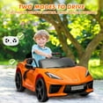 thumbnail image 2 of OUYAWEI 12V Ride On Sports Corvette Electric Car Remote Control LED Lights Music Orange Boys Girls, 2 of 7