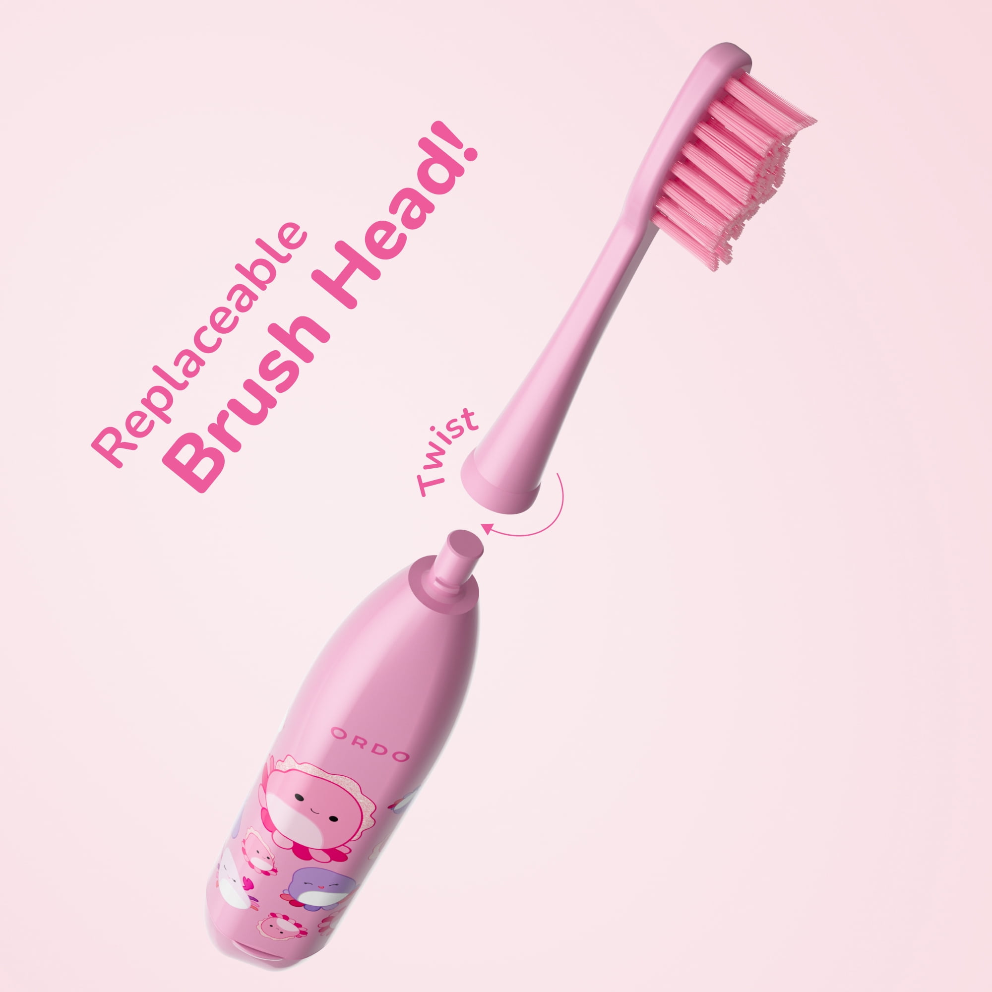 Ordo Sonic Kids Battery Toothbrush - Squishmallows Auggie - Pink