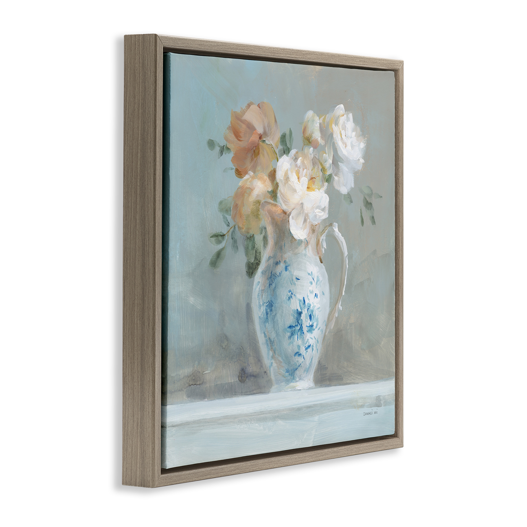 Stupell Industries Heirloom Floral Bouquet Botanical & Floral Painting Brown Floater Framed Art Print Wall Art, 18 x 18