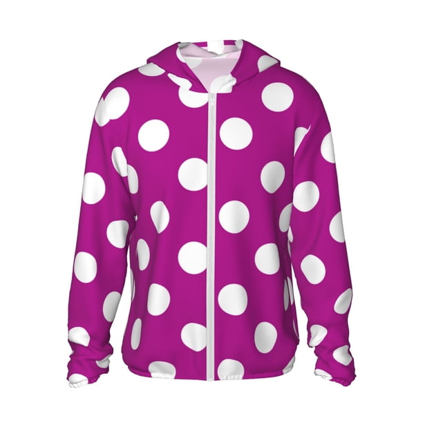 Balery Purlpe And White Polka Dot Sudadera ligera de manga larga con capucha y protección solar UPF 50+ para hombre y mujer, ideal para pesca y running-XX-Large
