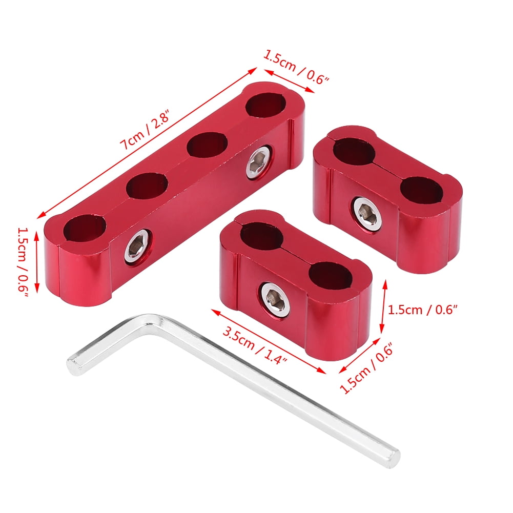 Red 3 x Spark Plug Wires Separator Engine Cable Divider 8mm 9mm 10mm Aluminum