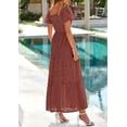 thumbnail image 2 of PRETTYGARDEN Summer Dresses for Women Eyelet Square Neck Puff Sleeve Smocked Wedding Guest Maxi Dress with Pockets, 2 of 8