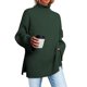 thumbnail image 1 of Suéter de punto de canalé con cuello alto y manga larga dividido de gran tamaño con cuello alto para mujer de otoño e invierno, 1 of 6