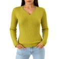 thumbnail image 3 of yillto Womens V Neck Ribbed Knit Sweater Soft Stretchy Long Sleeve Fall Pullover Blouses Tops Sweaters, 3 of 6