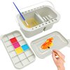 Paint Brush Basin,Plastic Paint Brush Tub,Multifunction Artist Brush Washer with Brush Holder,Palettes and Handle for Outdoor Indoor Painting