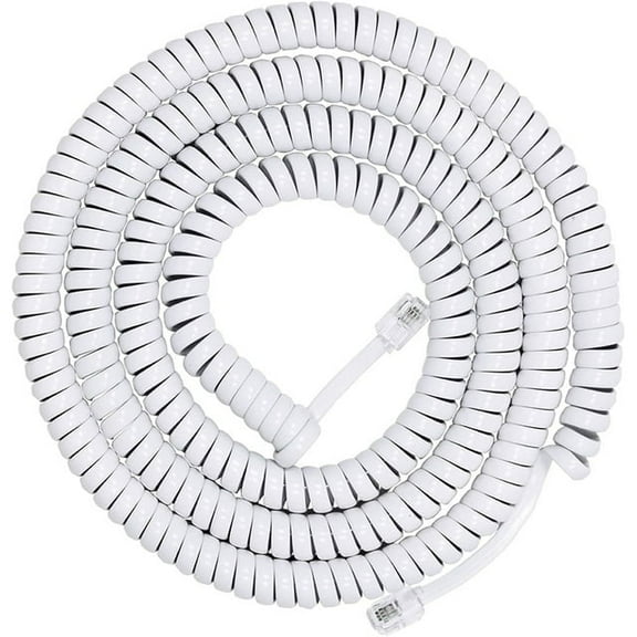25 ft Telephone Modular Coil White Telephone Cable Telephone Handset Line Wire Cables