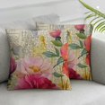 thumbnail image 3 of Creowell Peony Throw Pillow Covers 2pcs,Vintage Pink Peony Flower Floral Blossom White  Lumbar Pillow Cover,Decorative 2pcs Cushion Covers for Bedroom,Sofa,Couch White, 3 of 7