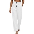 thumbnail image 2 of Womens Wide Leg Pants Straight Elastic High Waisted Cropped Pants Baggy Ice Textile Casual Trousers with Pockets, 2 of 6