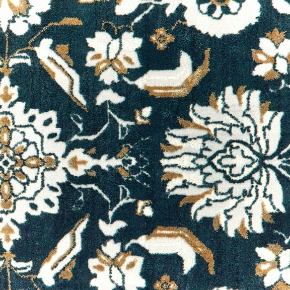 HomeRoots 508380 2 x 8 ft. Navy Caramel & Ivory Oriental Power Loom Stain Resistant Runner Area Rug