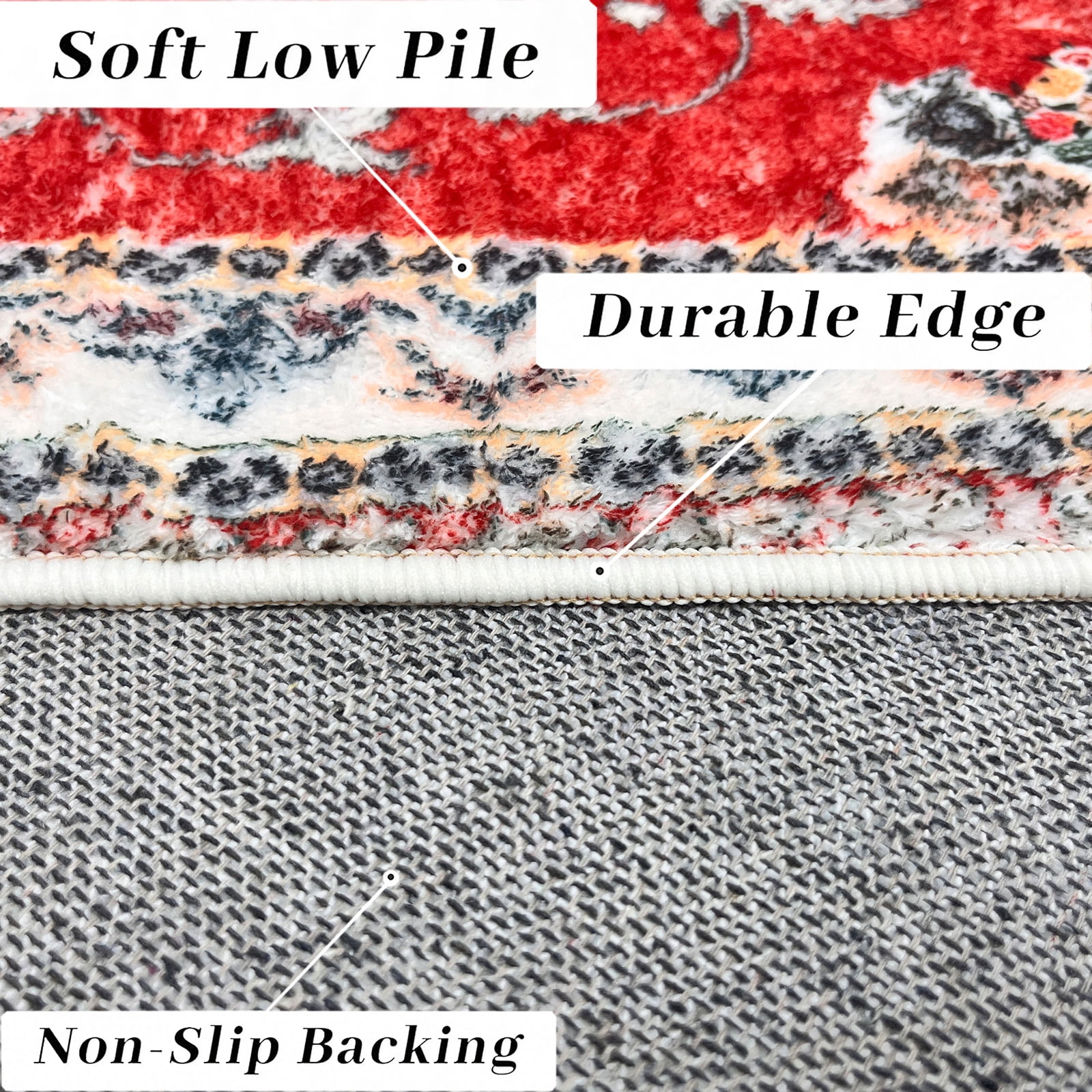SUSUZI 5.3' x 7.5' Area Rug Boho Living Room Rug, Washable Low Pile Non Slip Carpet for Bedroom, Dining Room, Retro Area Rug Indoor