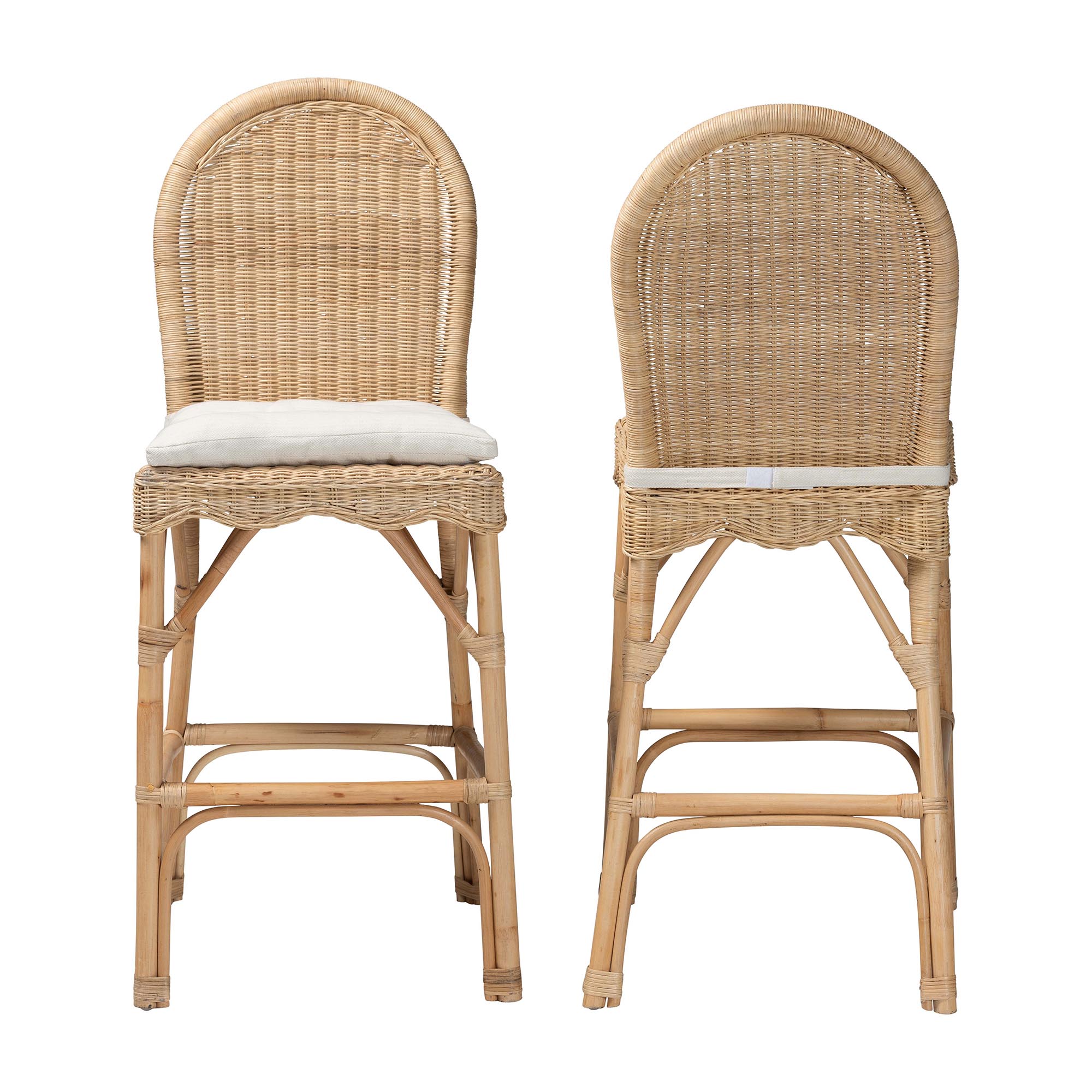bali & pari Bilu Boho Bar Stool, 2-Piece, Natural