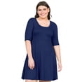 thumbnail image 4 of Plus Size Elbow Sleeve Knee Length Skater Dress, 4 of 11