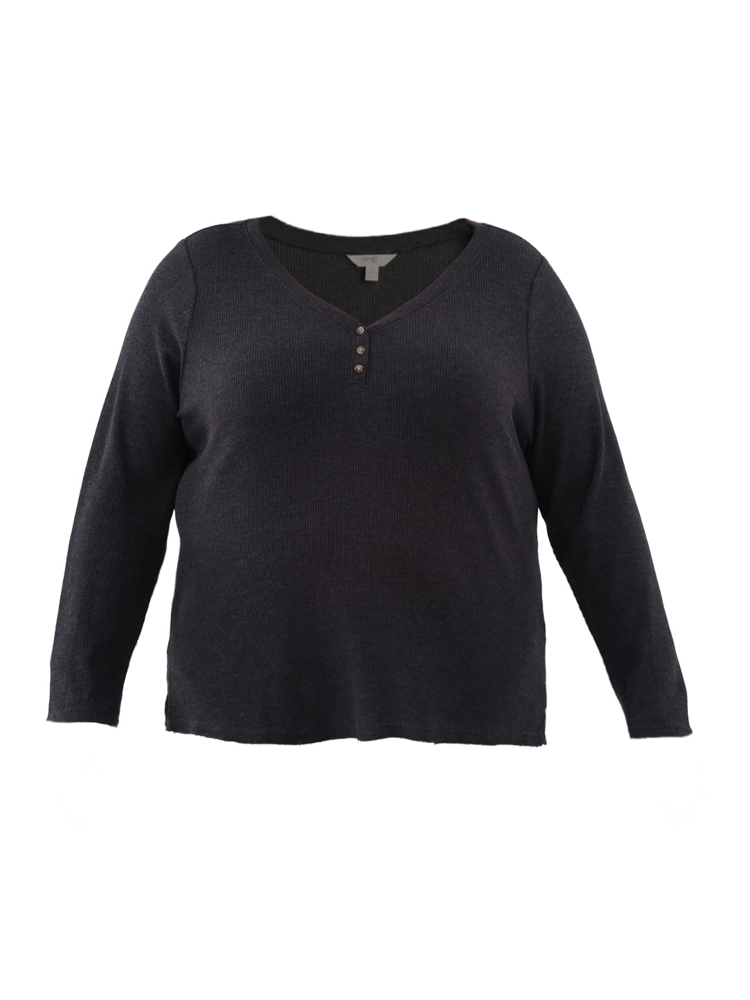 Terra & Sky Women's Plus Thermal Henley Top, Available in 1 and 2-Pack, Sizes 0X-5X