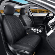 Coverado Front Upgraded PVC&Fabric Car Seat Covers, 4 Pieces Universal Fit for Most Cars SUV Trucks, Black