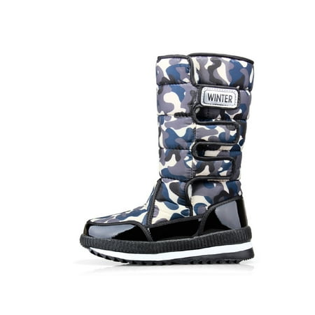 

Colisha Womens Mens Warm Shoes Mid Calf Snow Boots Faux Fur Winter Boot Walking Magic Tape Plush Lined Men s Blue Camouflage 11 Men