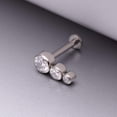 thumbnail image 2 of Implant Grade Titanium Triple Cascading Sparkle Top Internally Threaded Flat Back Stud Labret, 2 of 4