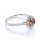 thumbnail image 4 of JeenMata Anillo de Compromiso con Halo de Morganita Creado con Corte en Forma de Melocotón en Oro Blanco de 18 K sobre Plata, 4 of 6