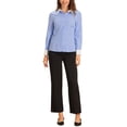 thumbnail image 2 of CAMISA DE MUJER INSPIRE CHIC A RAYAS CON CUELLO EN CONTRASTE Y MANGAS LARGAS, BOTONES, TAMAÑO M, AZUL, 2 of 6