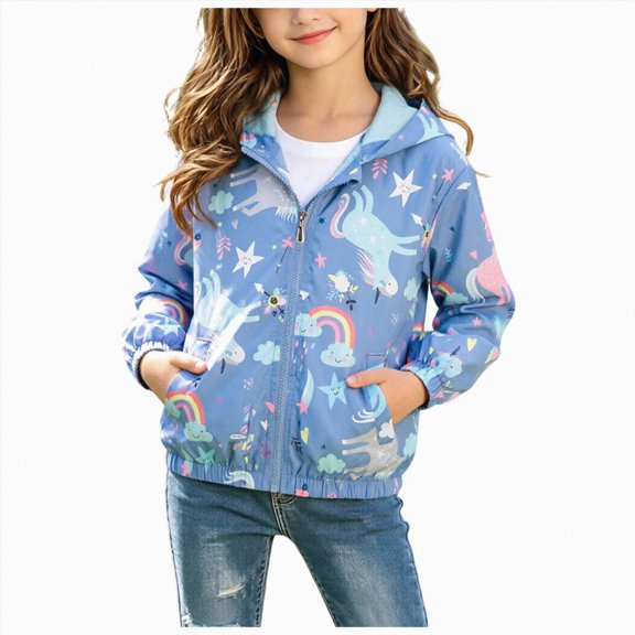 zuwimk Boys Girls Hooded Rain Jackets Waterproof Rain coats Windbreaker for Kids Lightweight Jackets(2-3 Years,Navy)