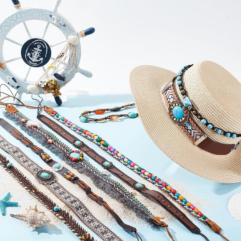 6 Pcs Cowboy Hat Band Replacement Handmade Ethnc Western Hat Belts