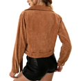 thumbnail image 4 of YYDGH Womens 2023 Winter Fall Blazer Jackets Zip Up Corduroy Crop Coats with Belt Khaki S, 4 of 7