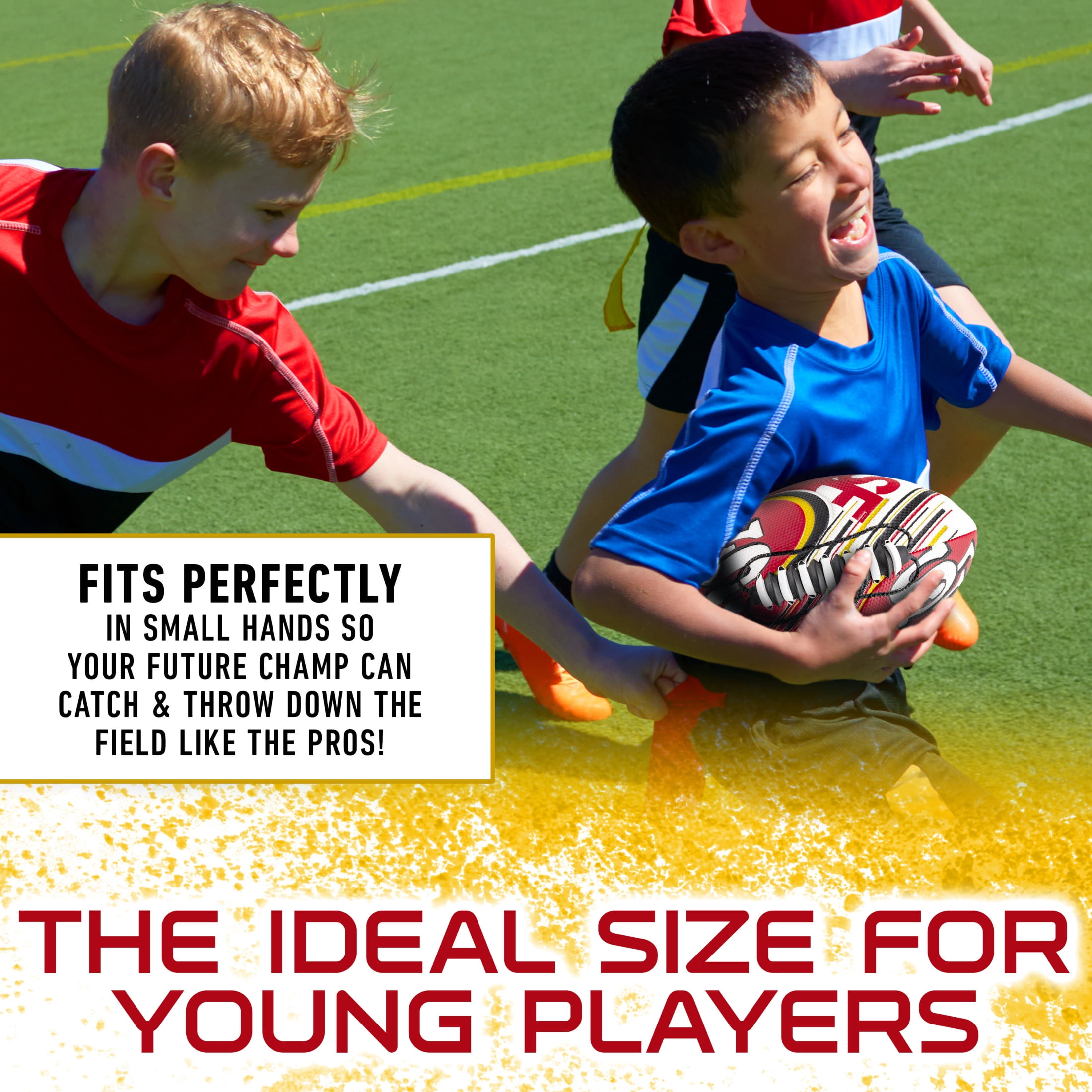 NFL San Francisco 49ers Football - Youth Mini Football - 8.5" Football- SPACELACE Easy Grip Texture- Perfect for Kids !