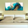 thumbnail image 4 of 3 Piece Wall Art Decor for Home Modern Abstract Poster Prints on Canvas Modern Blue and Gold Marble Fluid Art Printing for Living Room Wall Art Stretched Ready to Hang 12x16inchx3, 4 of 6
