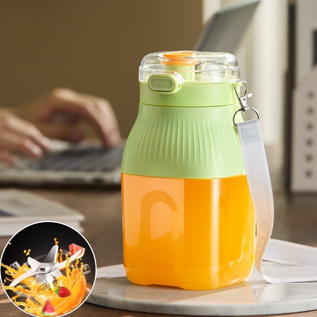 COM1950s Fruit Cups with Lid, Small Cups with Lids, Fruit Juicer Household Small Portable Multifunctional Juicer Cup Wireless Electric Juicer Cup Portable Juicer, Stainless Steel Fruit Juicer