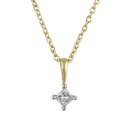 1/20 cttw Diamond Princess Pendant Necklace (VS clarity, G-H color) in 14K Yellow (Best Diamond Color For Yellow Gold)