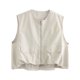 thumbnail image 3 of Chaleco holgado informal con cremallera y Bolsillo grande para mujer, chaqueta de negocios forrada con cuello redondo, sin mangas, otoño, 3 of 5