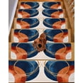 thumbnail image 2 of Stair Treads for Wooden Steps, Navy Blue Burnt Orange Peel and Stick Stair Treads with Reusable Adhesive, Boho Art Modern Geometric Non Slip Indoor Stairs Runner Rugs Mats for Elders Dogs 8"x30" 7PCS, 2 of 7