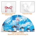 thumbnail image 4 of Sikiie Greek Island Windmills Painting 30-48 inches {designName} Print Christmas Tree Skirt Snowman Xmas Tree Skirt with Edge Christmas Decorations for Holiday Party-30", 4 of 7