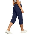 thumbnail image 5 of PBFRDSJ Womens Capris with Pockets Loose Casual Cargo Hiking Pants Outdoor Golf Drawstring Capris, 5 of 6