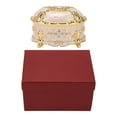 thumbnail image 3 of Vintage Oval Jewelry Box Retro Alloy Antique Enamel Gold Trim Rhinestone Trinket Storage Box Case White, 3 of 7