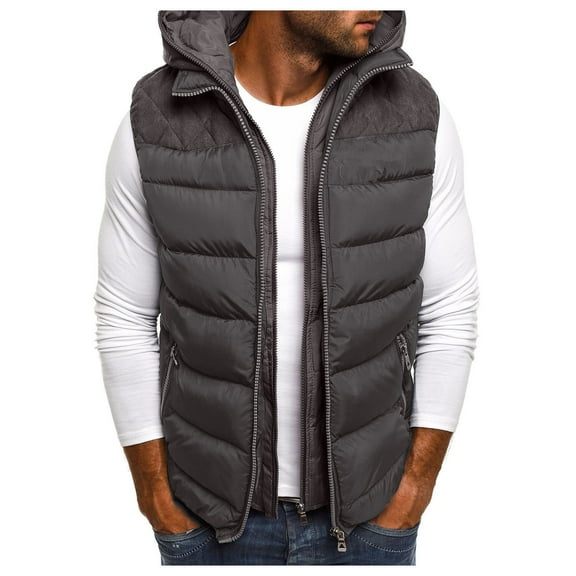 Durtebeua Loose Stand Collar Jacket Outerwear Padded Coat Men's Puffer Vest