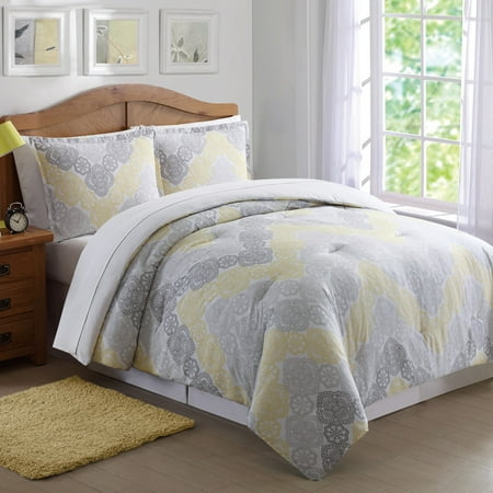 Antique Lace Chevron Gray And Yellow Twin Xl Comforter Set