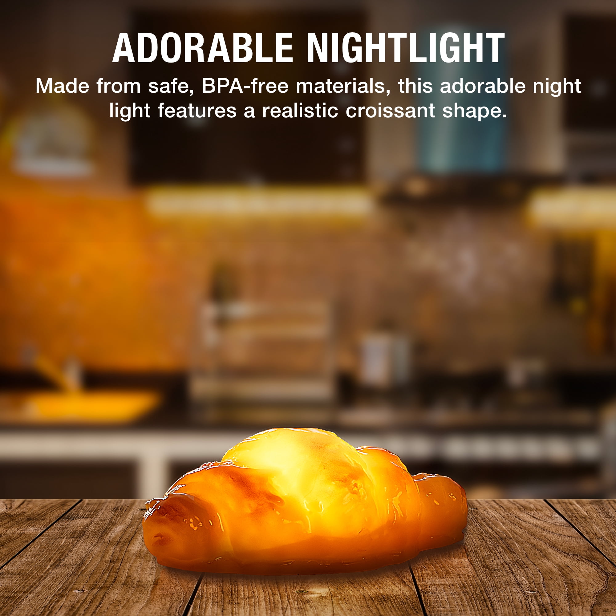 BrightSide Croissant LED Night Light - Battery-Powered, 3.35" Height x 2.17" Width