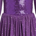 thumbnail image 5 of IBTOM CASTLE Figure Skating Dress for Girls Long Sleeve Mesh Sequin Rhinestones Ice Skating Dress Ballet Competition Dancewear 7-8 Years Purple, 5 of 8