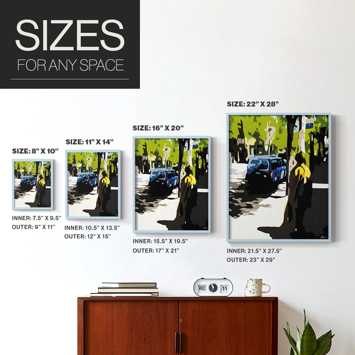 A Volvo in Ballard in Paper Solid Wood 8 x 10 Framed Print