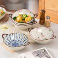 thumbnail image 7 of Decorative Serving Bowl - 24oz Ceramic Soup Bowl with Handle Ramen Bowl for Salad,Pasta,Cereal,700ML Porcelain Stoneware Kitchen Dish, 7 of 7